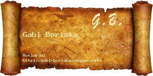 Gabl Boriska névjegykártya